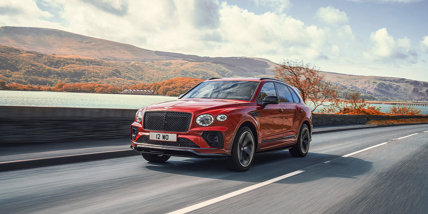 Bentley Athens Bentley Bentayga S SUV in Candy Red paint front 34 dynamic