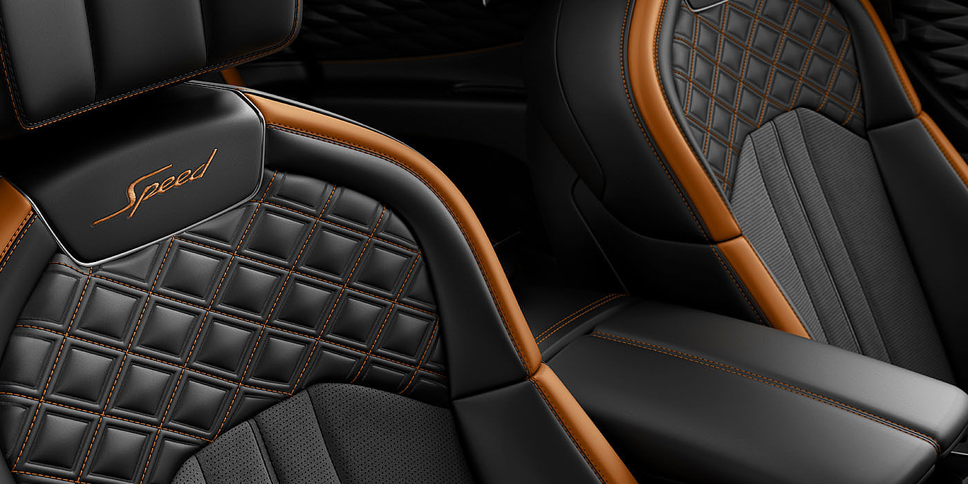 Bentley Athens Bentley Flying Spur Speed's front seats with detailed contrast stitching and Speed Emblems