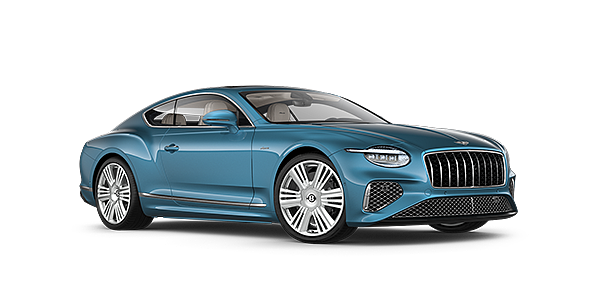 Bentley Athens New Bentley Continental GT Azure coupe front three quarter in Light Windsor Blue paint