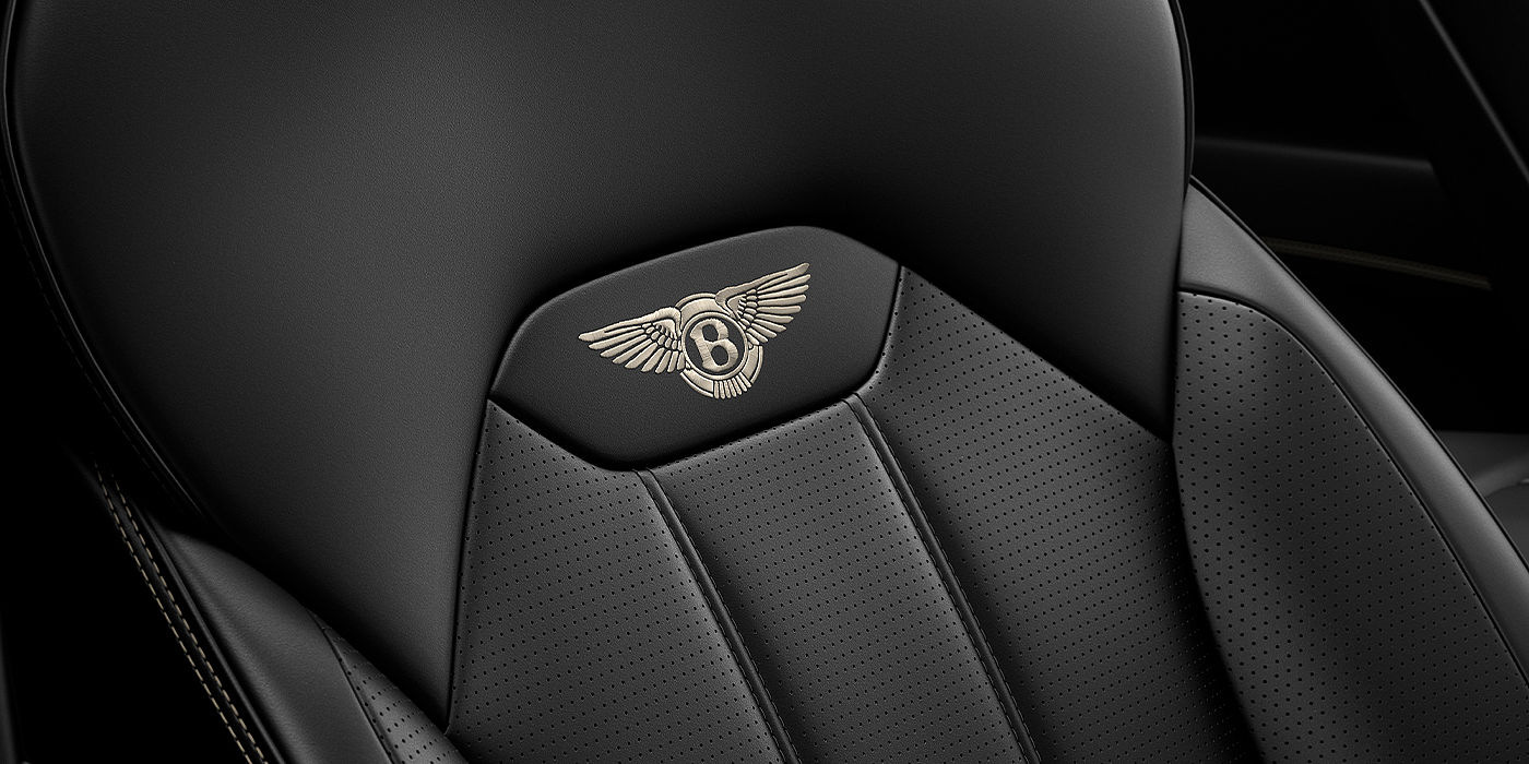 Bentley Athens Bentley Bentayga SUV seat detail in Beluga black hide