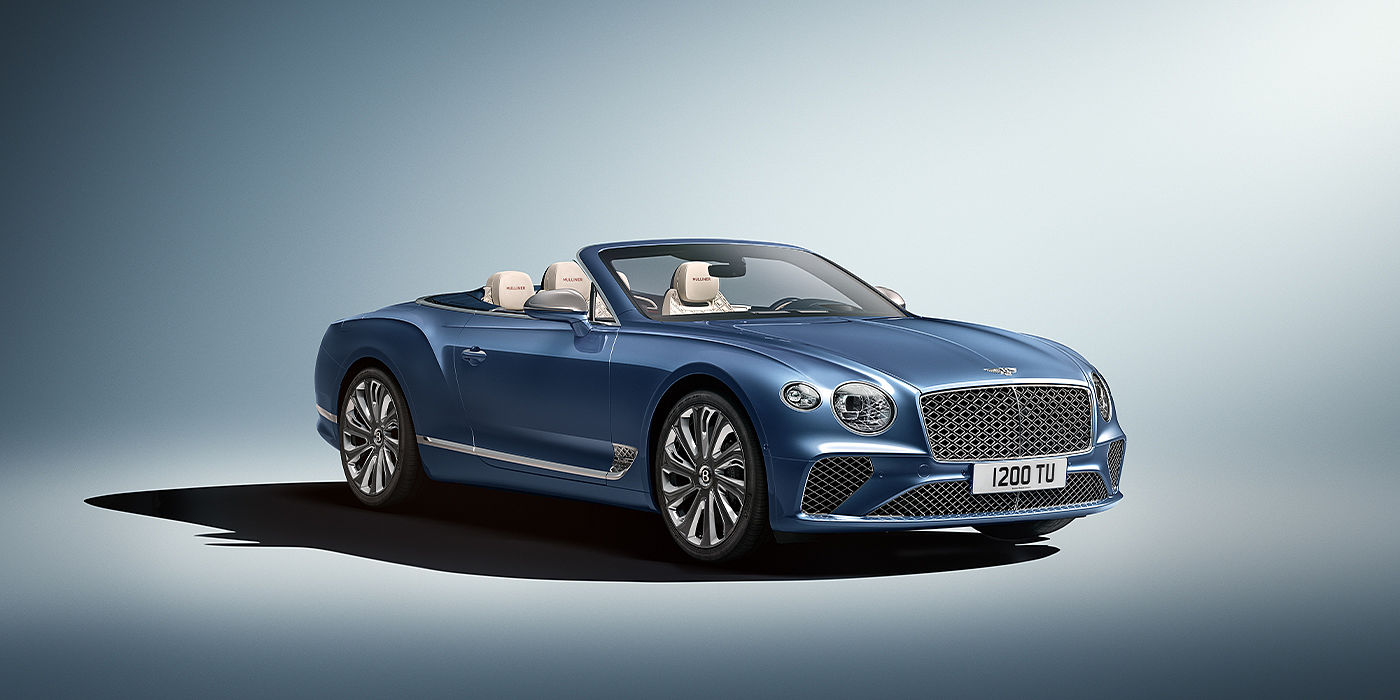 Bentley Athens Bentley Continental GTC Mulliner convertible in Peacock blue paint front 34